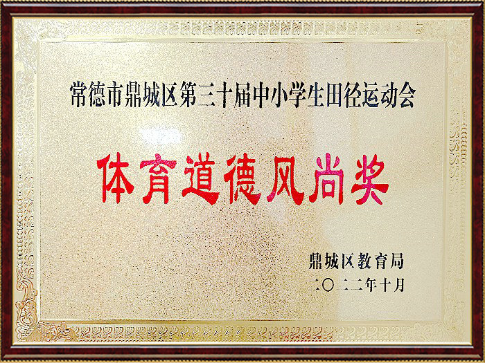 常德市鼎城区第三十届中小学生田径运动会体育道德风尚奖